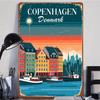 Copenhagen Denmark New Port Night View Metal Wall Art Nordic Style Cityscape Home Decor