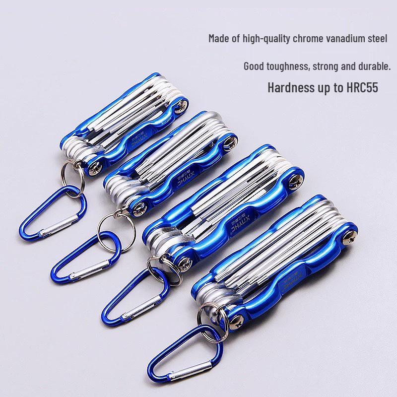 Blue Multifunctional Portable Folding Torx & Hex Wrench Set with Hollow Screwdriver
