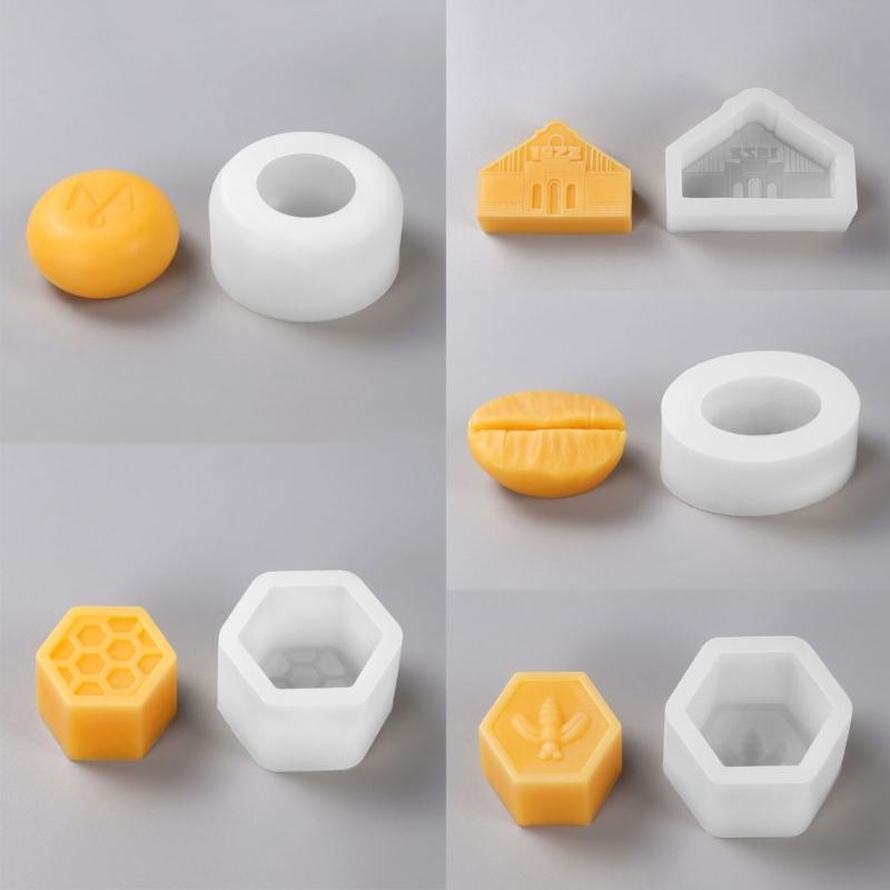 Geometric Building Silicone Candle Molds Coffee Beans Soap Making Molds for Epoxy Resin, Handmade Soap, Home Decoration