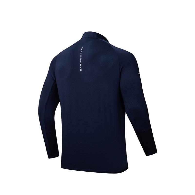 Anta Running Series Solid Color Long Sleeve T-Shirt Men Tops Midnight-Blue 952435402-6