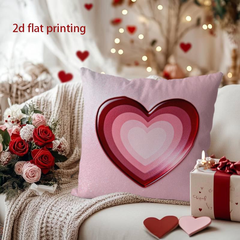 Heart-Shaped Design Valentine s Day Pillow Cover Pattern Cushion Cover Suitable for Sofa Bedroom Car Pillow Cover 16x16Inch