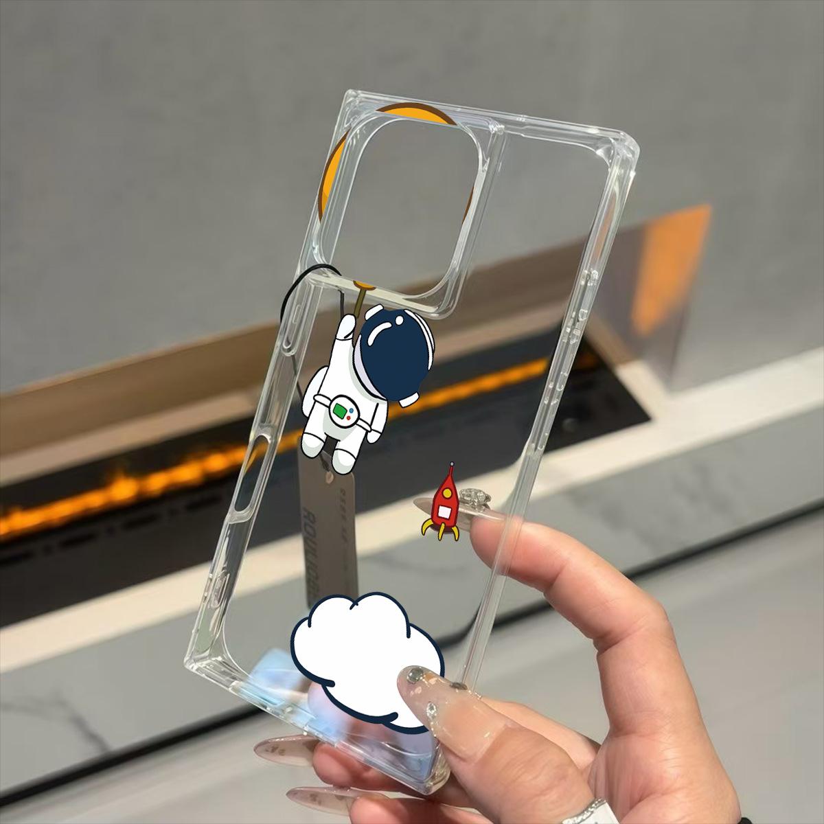 

Clear Square Back Tube Case Protection For iPhone 15 Plus 12 14 Pro Max 11 16 ProMax 13 Anti-Oxygen,Balloon Astronaut Pattern Casing iphone 11 ProMax