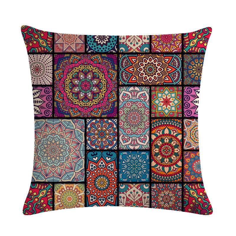 Mandala Pillowcase Square Cushion Cover Pillow Double Sided Ethnic Flower Bohemian Office Sofa Pillow