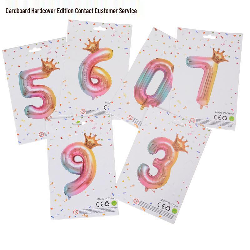 40-inch Gradient Crown Number Balloon for Children's Birthday Decorations - Aluminum Film Balloon