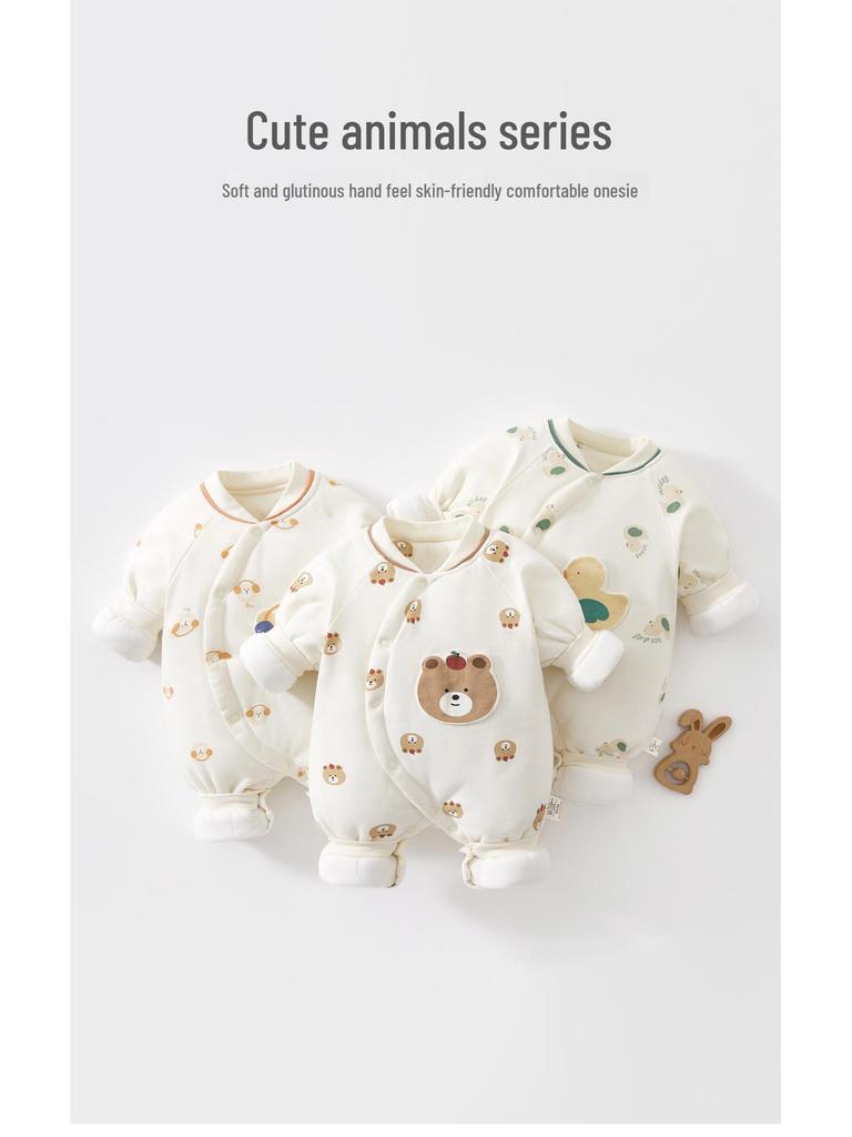 150g Quilted Cotton Baby Bodysuit - Thick, Class A, Autumn/Winter Newborn Homewear