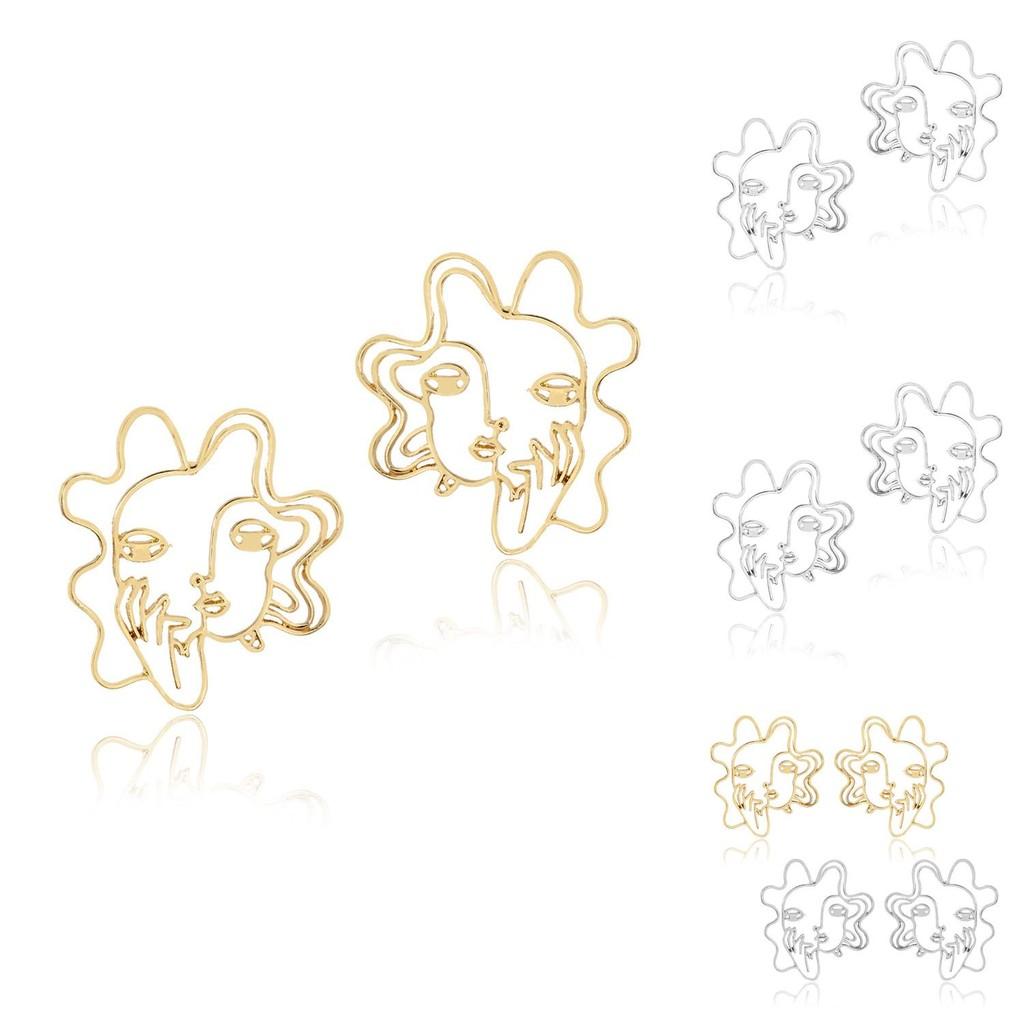 Minimalist Alloy Face Earrings Chic Geometric Design Perfect For Gifting