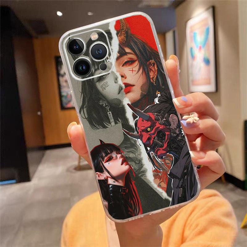 

Japanese Oni Mask Devil Art Phone Case Carcasa Funda For iPhone 17 Pro Max Air 16 15 14 13 Pro Max 15 16 Pro 15Plus Case iPhone 13ProMax