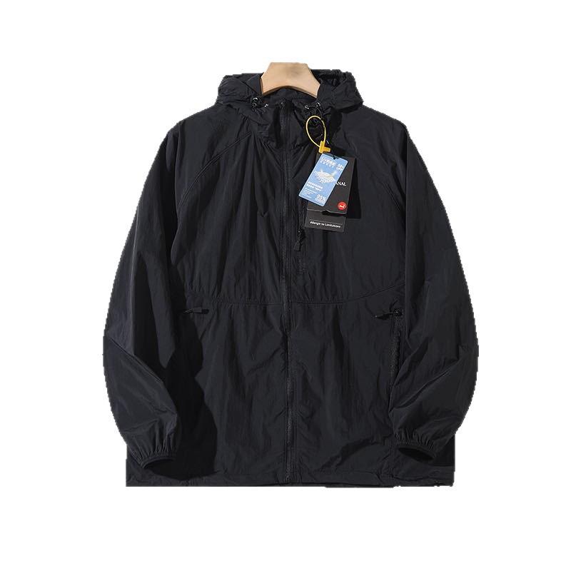 Outdoor Hooded Jacket Couple Matching Summer Sports Wear Men's Style Two-Way Zipper Waterproof Running Clothes