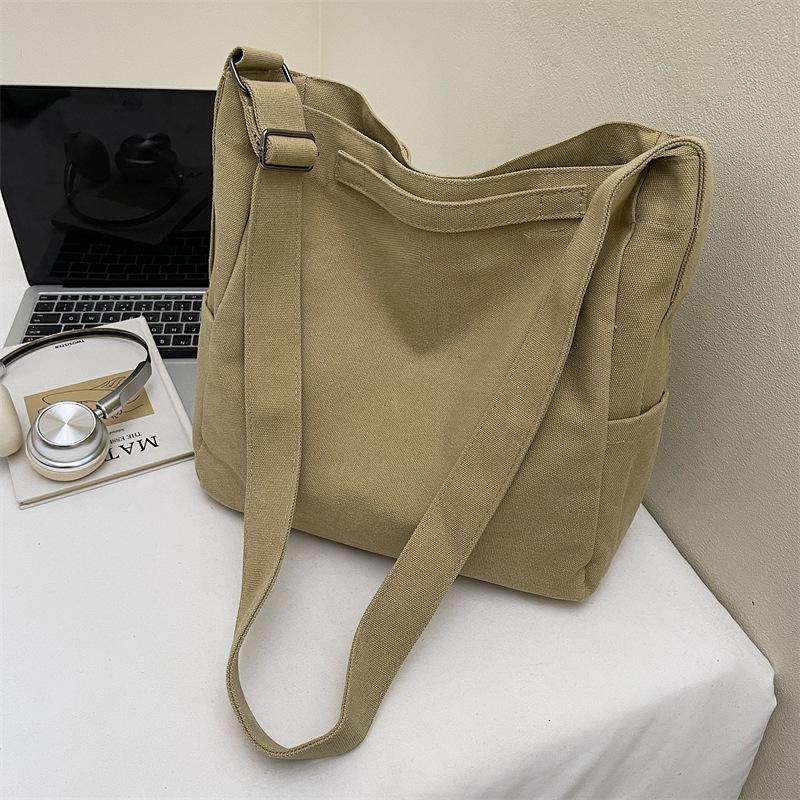 Casual Large-capacity Canvas Bag Women's 2025 New Simple Tote Bag Versatile Shoulder Messenger Bag One Piece Delivery