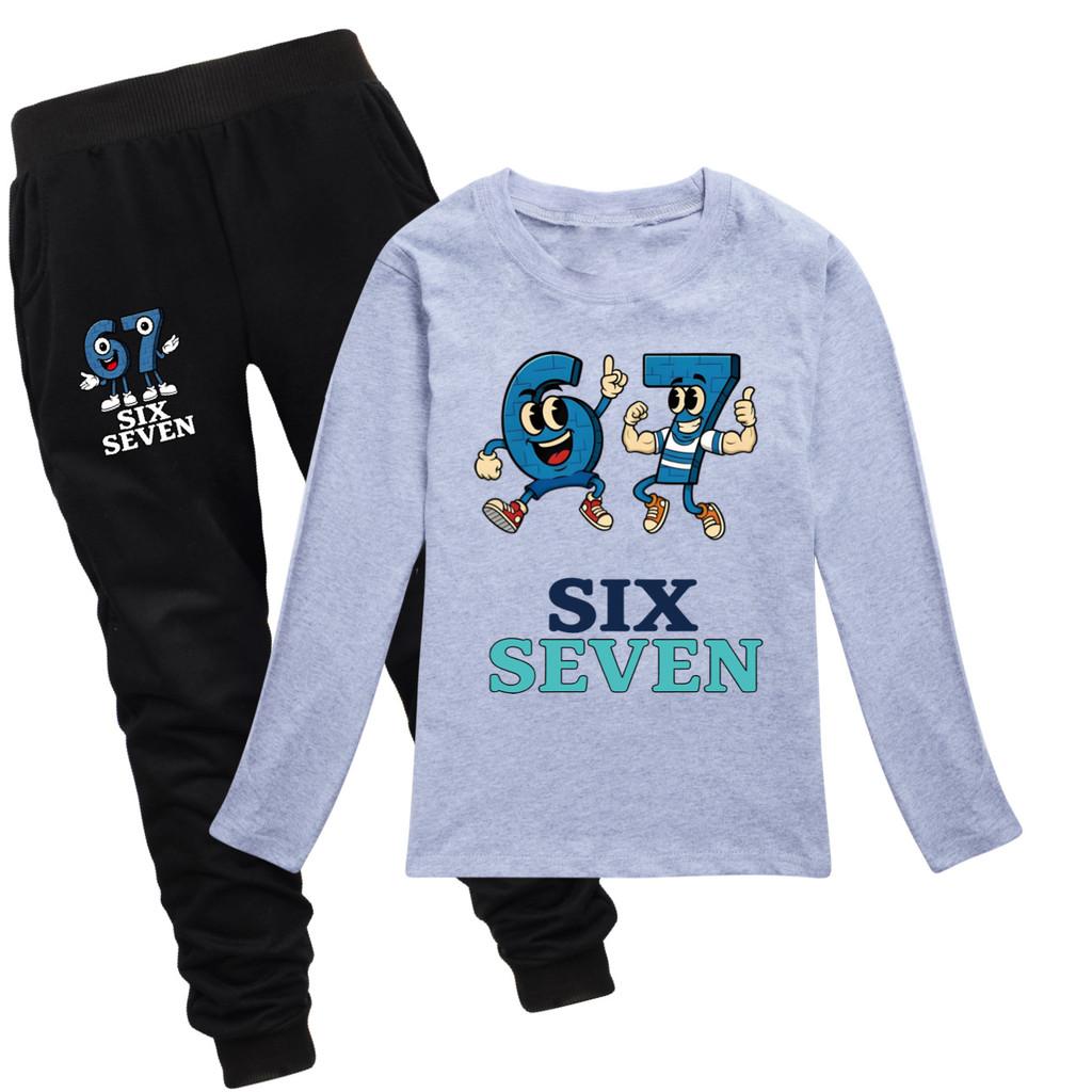 5225 Kinder Jungen Mädchen Steal a Brainrot 67 Print T-Shirt Hose Kleidung Set