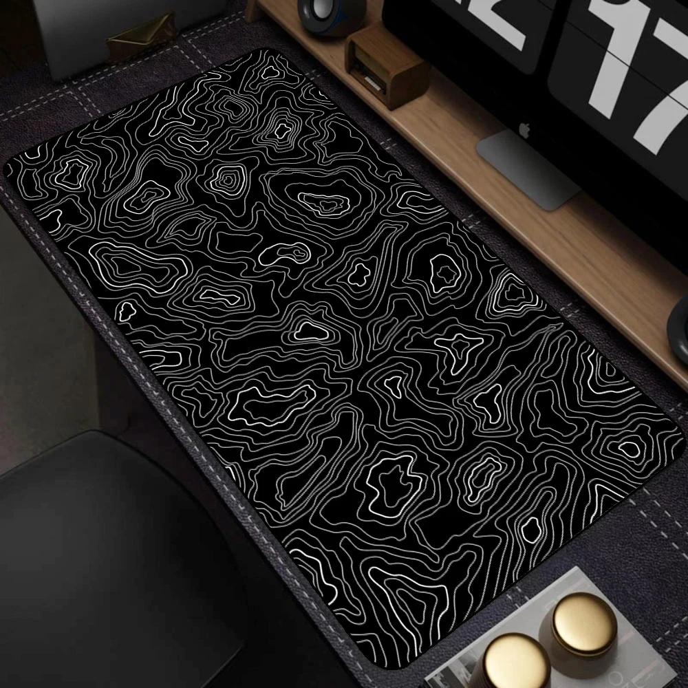 Mouse Pad 1000x500MM Topographic Map Black and White Lines Desk Mat Desktop Accessories Gaming Keyboard Pad Carpet Office Gamers
