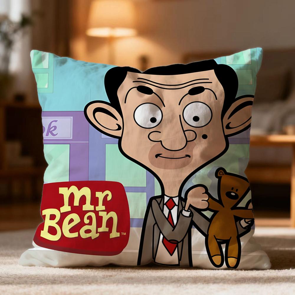 

Popular M-MMr. Bean Cushion Cover Soft Washable Pillow Case Multi-Scene for Couch Bed Travel Office Use 30cmx30cm