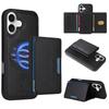 For iPhone 16 Magnetic Case BETOPNICE Leather Phone Cover Kickstand with Detachable Card Bag