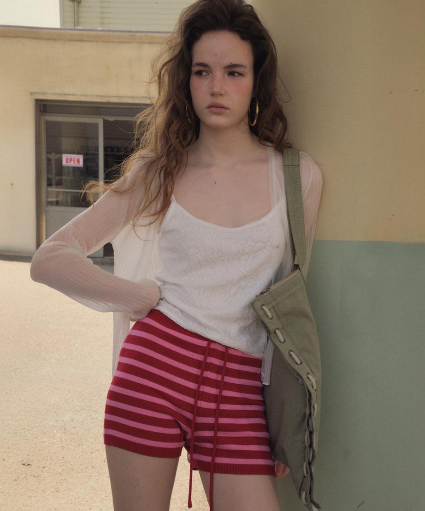 CITTA Stripe Knit Micro Shorts_Ctb570(Red)