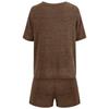 Summer Women'S Casual Style Loose Round Neck Solid Color Short Sleeved Top And Shorts Set