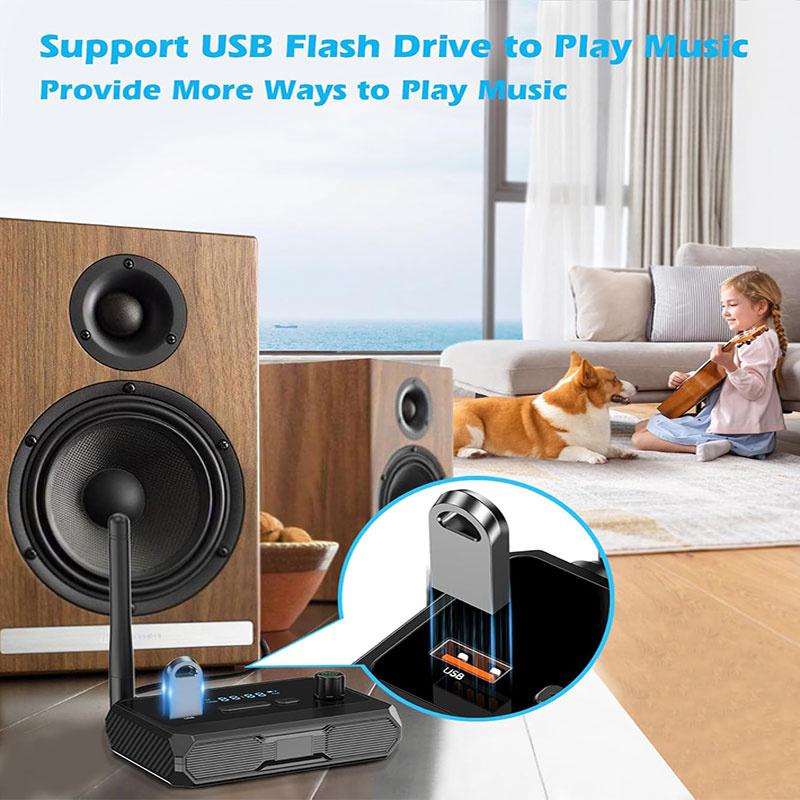 Bluetooth 5.3 Audio-Empfänger Drahtlose Unterstützung U-Disk Audio-Adapter Mit Aux 3,5 mm Cinch Optischer Anschluss Für Auto Fernseher PC Lautsprecher