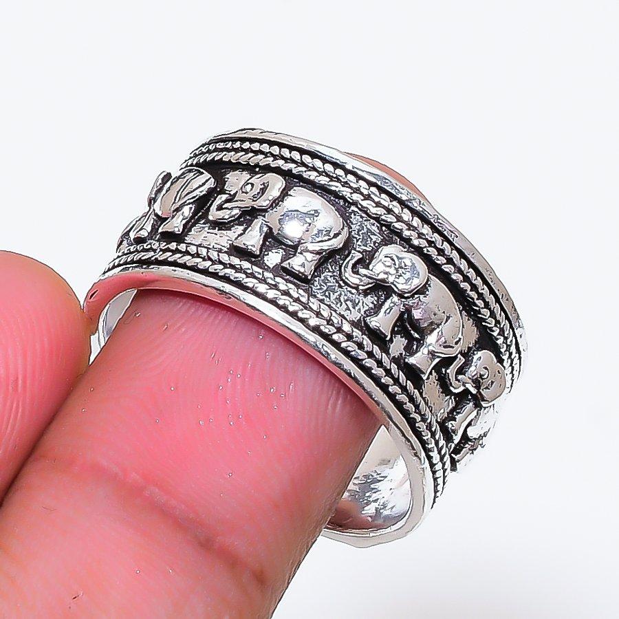 Natural Elephant Look Gemstone 925 Sterling Silver Jewelry Ring Size 6 RR-841
