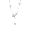 Tichiya S925 Sterling Silver Starburst Tassel Necklace - Women's Luxury Fashion Clavicle Chain