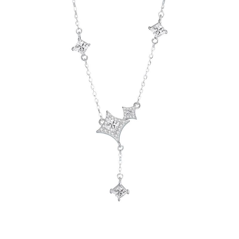 Tichiya S925 Sterling Silver Starburst Tassel Necklace - Women's Luxury Fashion Clavicle Chain