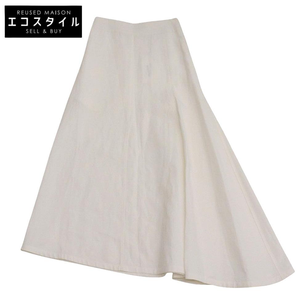 Jil Sander Linen Midi Flare Skirt for Women, White, Size 30, 2022, J01MA0006 Skirt 30 whiteUsed