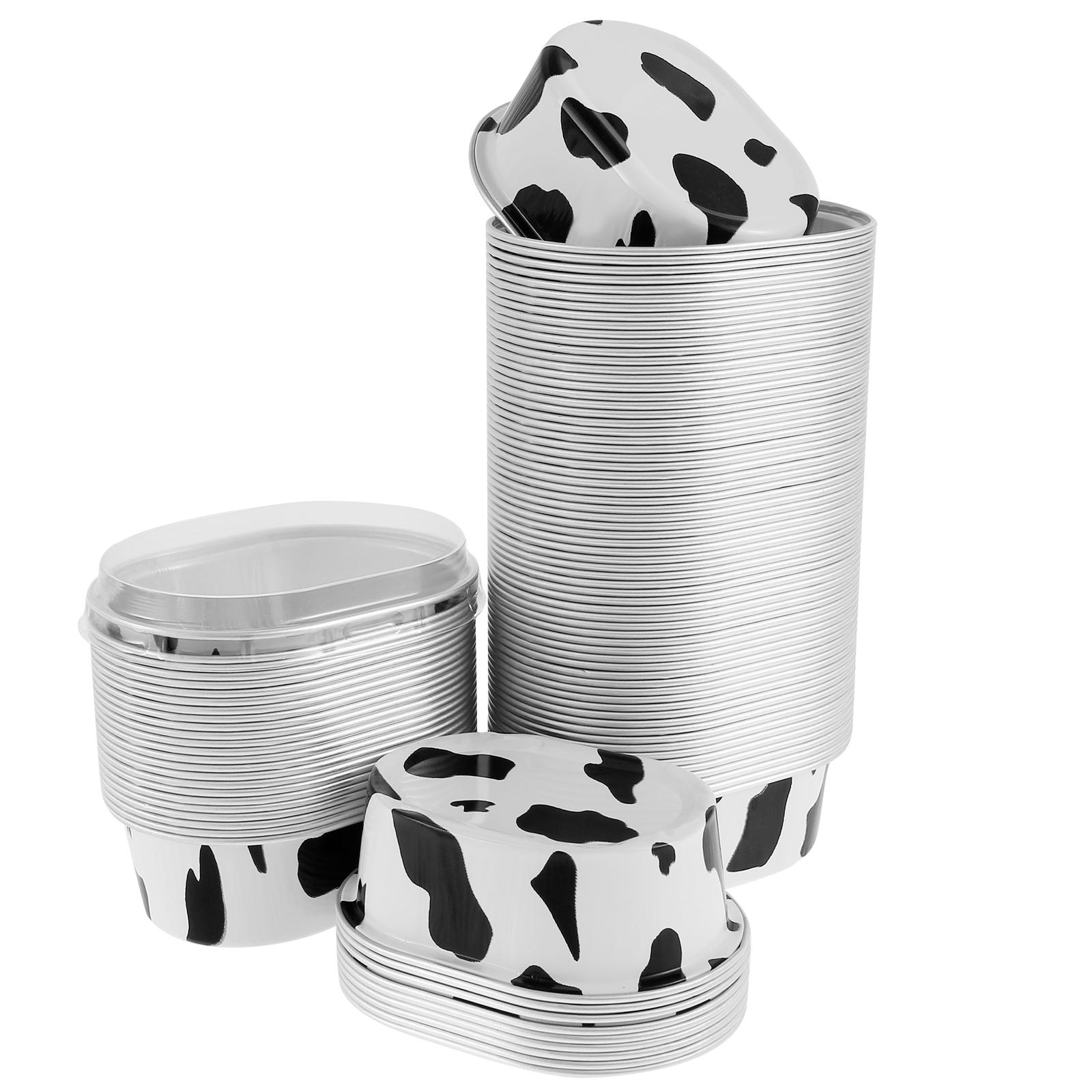 100 Pcs Foil Baking Cups Aluminum Foil Cake Container 68ML Heat-Resistant Mini Cake Cup Reusable Baking Cups for Baking Barbecue