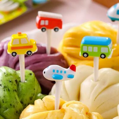 Car Airplane Food Fruit Pick Fork Food Grade Plastic Mini Kids Cake Fruit Toothpick Bento Lunch Box Decor Fork Dessert Fork