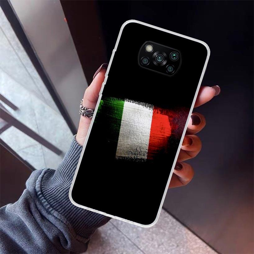 Italy Flag Phone Case For Xiaomi Poco X5 X6 X7 Pro F7 Ultra M7 Redmi 15C 15 13C 13 12C 12 10 10C 10A 9 9C 9T 9A Cover Poco X3 X5