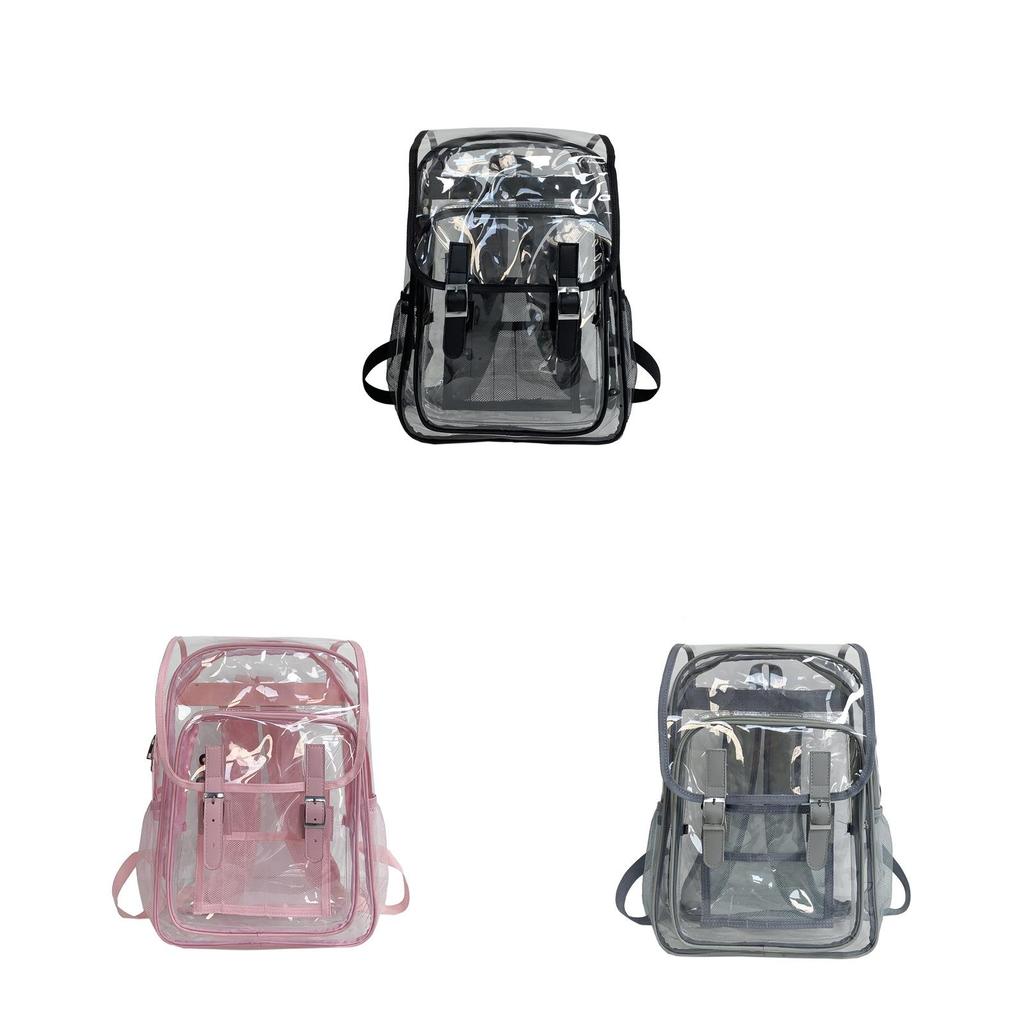 Pvc Transparent Flap Backpack With Waterproof Design For Travel And Sports Use