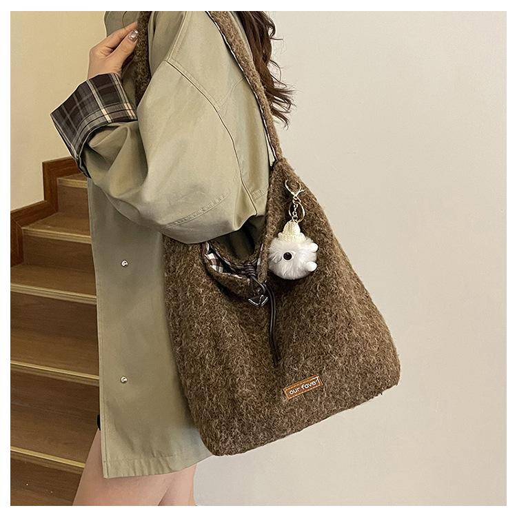 Woolen Bag Women's Large-capacity New Autumn and Winter Versatile Casual Shoulder Bag Texture Commuting
