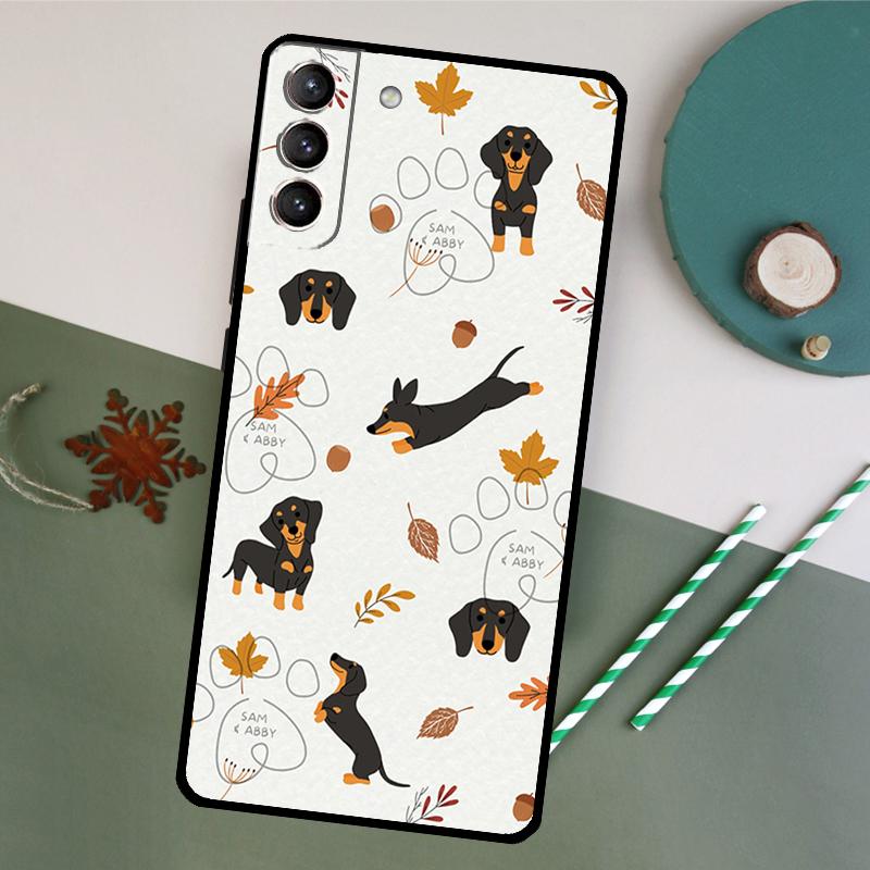 Cute Dachshund Dog Case For Samsung Galaxy S23 S22 S21 Ultra S20 FE S10 S9 Note 10 Plus Note 20 Ultra Cover