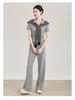 Elegant Beaded Neck Tencel Linen Vest & Wide-Leg Pants Set for Women - Spring Collection