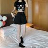 Women's 2026 Summer Korean-Style Black High-Waisted Denim A-Line Shorts