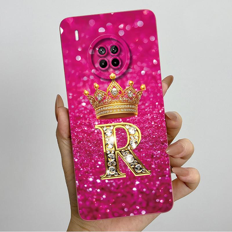 For Huawei Nova 8i Honor 50 Lite Crown Initial Letter Couple Phone Case Nova8i Honor 50Lite Soft Silicone TPU Protective Casing