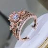 Miedziany Pierścionek z cyrkoniami Korona Dla Pań Pierścionek BlingBling Urodziny Zaręczyny Ślub Biżuteria Prezent