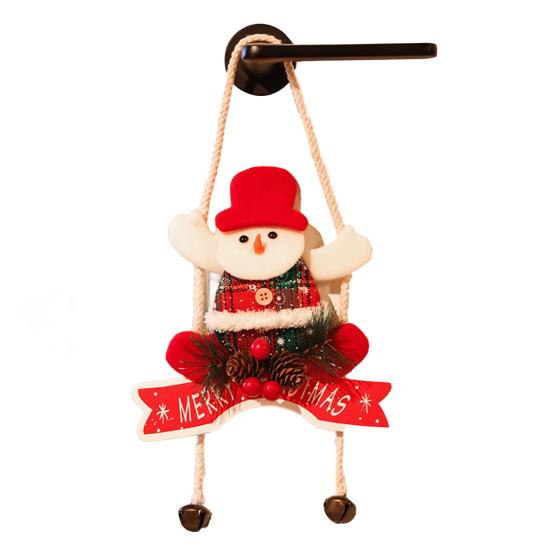 Christmas Hanging Decoration 3D Santa Snowman Elk Bear Door Knob Hanger Holiday Wall Art Sign for Living Room Bedroom Indoor Decor