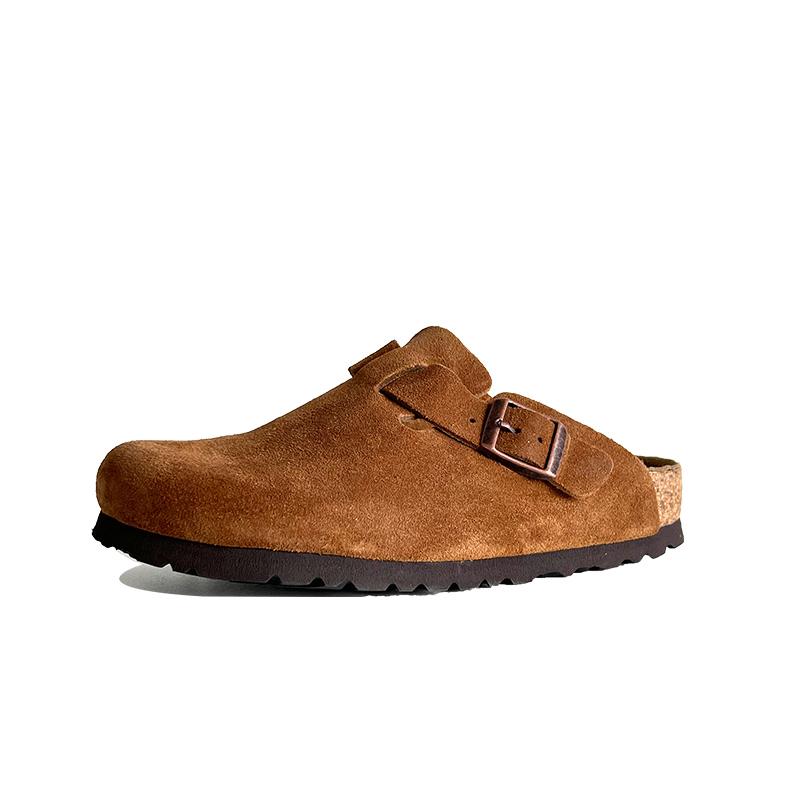 Fashion Muxinfei Genuine Leather Boken Slippers] New Soft Bottom Boken Slippers for Men and Women, Outerwear Boken Half Drag