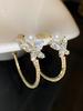 2pcs stylish and sweet round zirconia butterfly Zircon women's earrings,  birthday party accessories