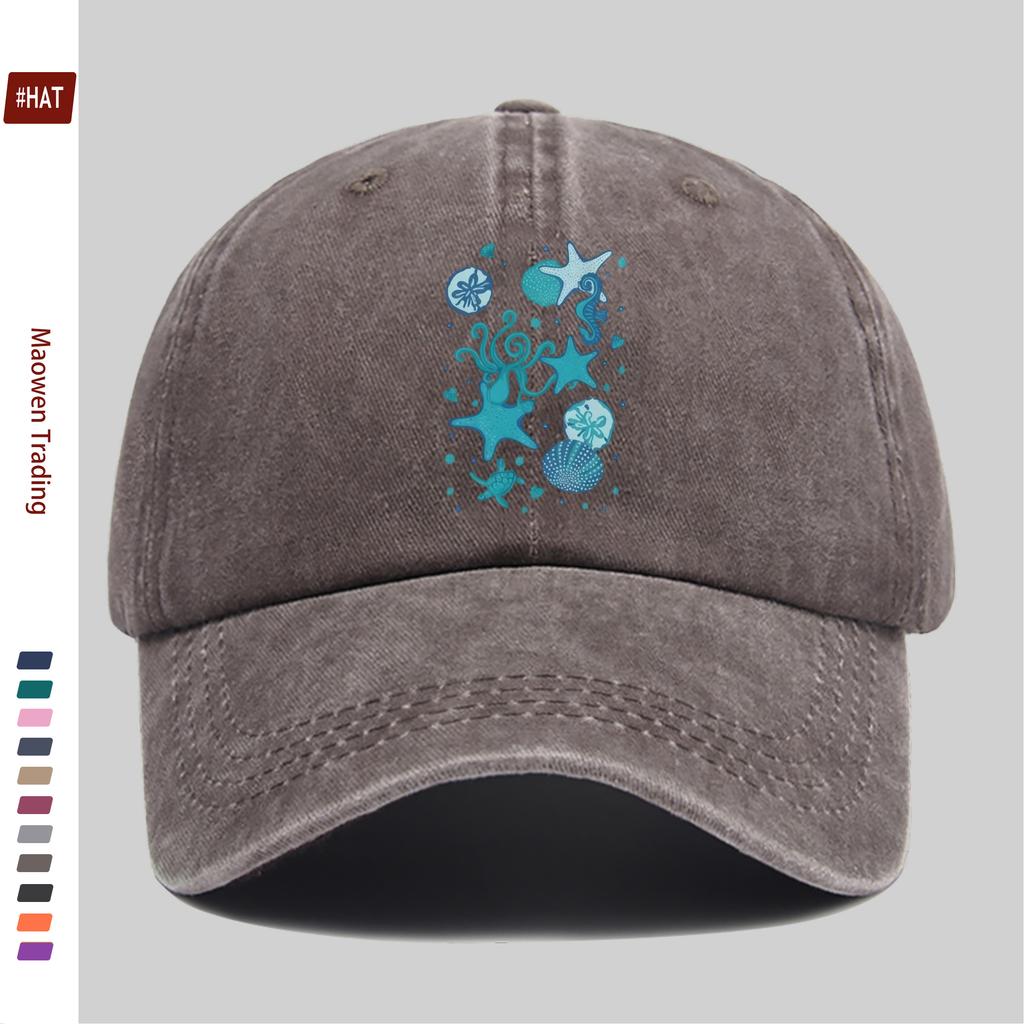 pc Marine Life Pattern Design Printed Baseball Cap Suitable for Spring Summer Printed Decorative Hat MultiColor Optional Co