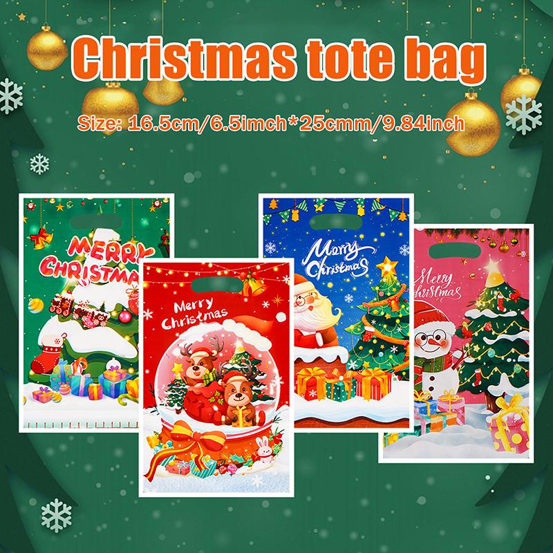 30 Stück Weihnachten Plastik Geschenktüten Frohe Weihnachten Goodie-Tüte mit Henkel Leckerli Süßigkeiten Keks Snacktüte für Weihnachtsfeier Zubehör