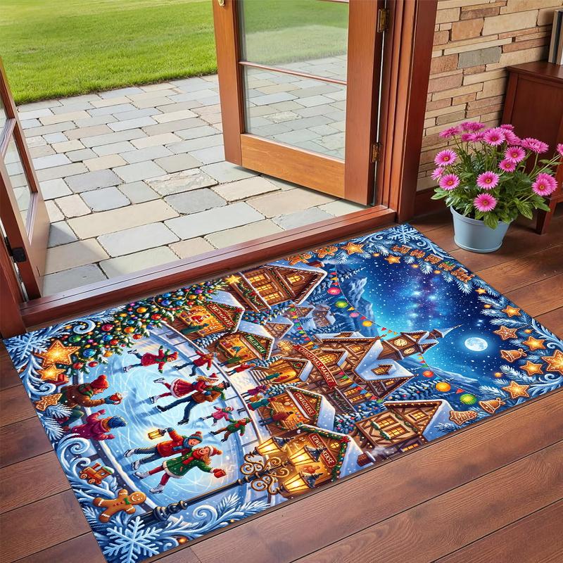Christmas Printed Square Area Rug Soft Non Slip Floor Carpet For Bedroom Holiday Gift