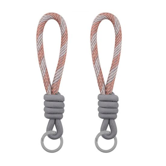 2Pcs Keychain Lanyard Two-Color Design Braided Rope Wrist Strap with Hanging Ring Keys Phone Bag Decor DIY Accessories