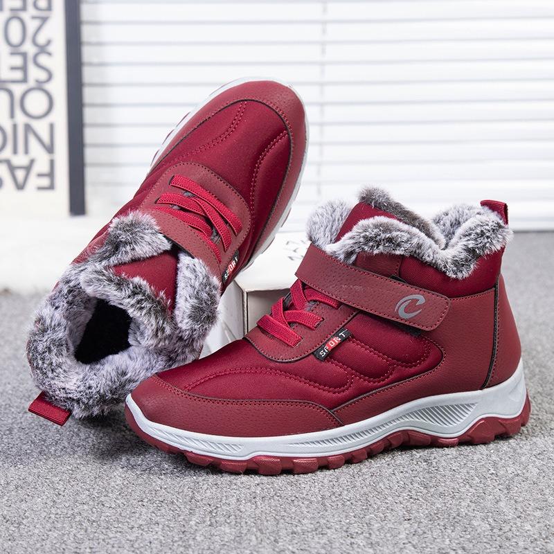 New winter velvet thickened couple walking shoes men and women middle-aged father snow boots men's warm boots