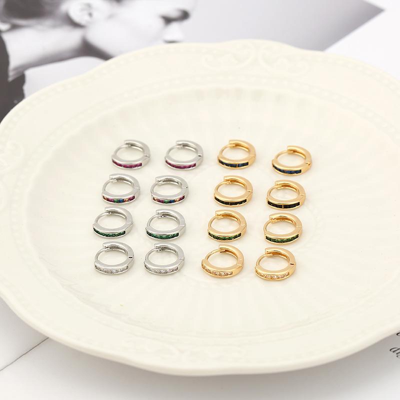 Minimalist Micro Paved Zircon Single Row Hoop Earrings Chic Advanced Sense Versatile Ear Buckle Jewelry For Women