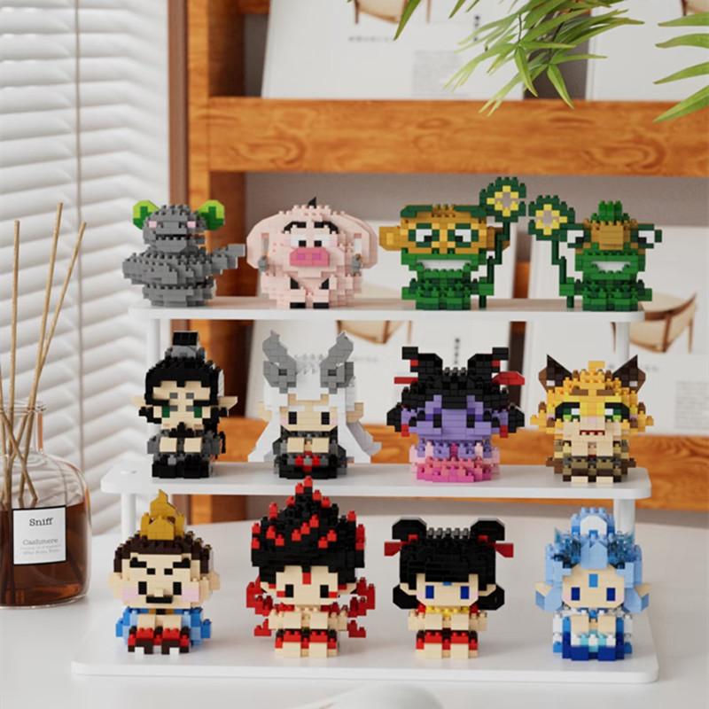 Nezha Aobing Micro Building Blocks Shengongbao Cartoon 3D Assembly Model Guardian Beast Mini Bricks Toys For Kids Gift