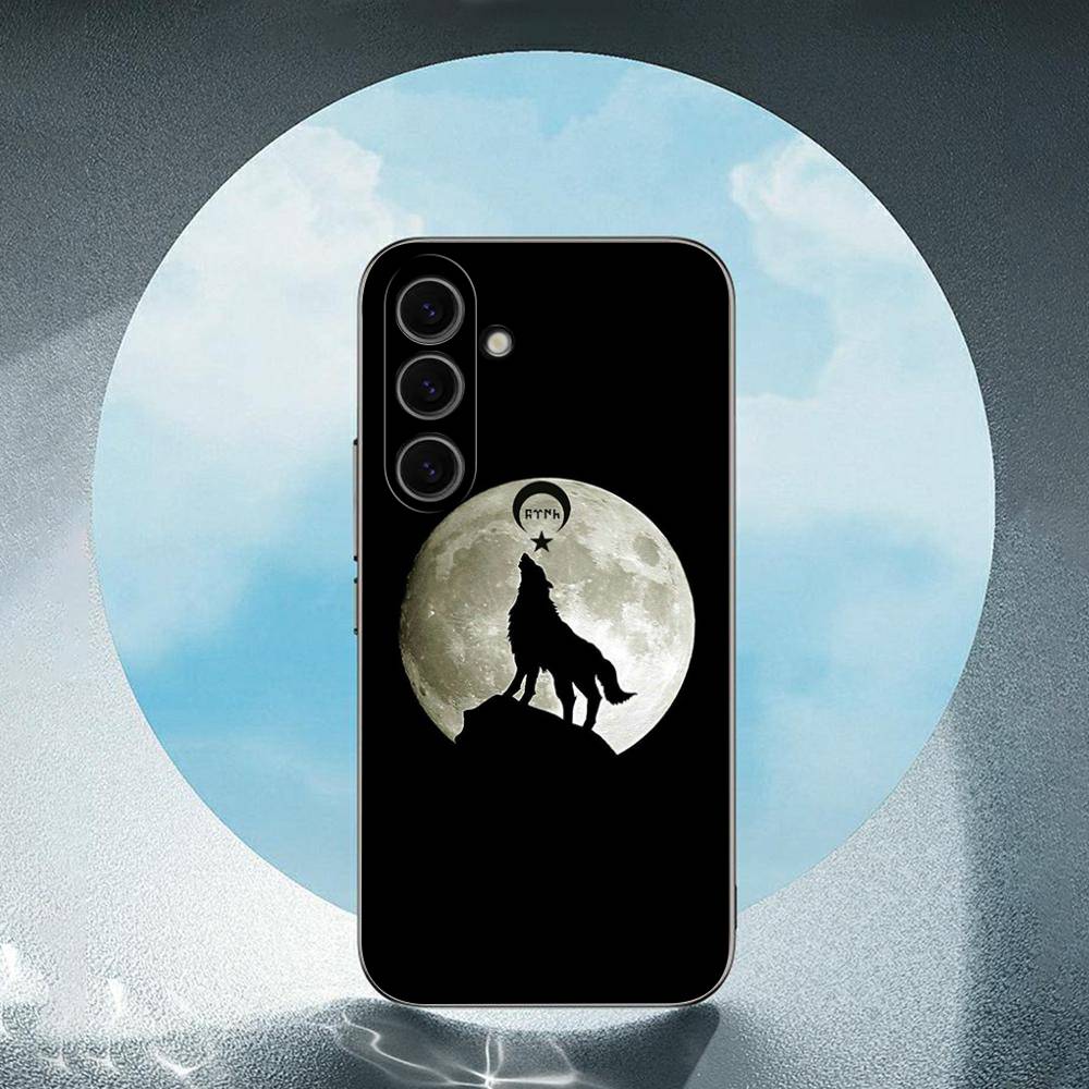 Turks Wolfs-Turkeys-Flag For Samsung Galaxy S23 S24 S25 Ultra S22 Plus S21 Black Soft Case Waterproof Soft Case
