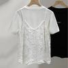 Women's Summer Two-Piece Set: Short-Sleeve Tee & Lace Cami