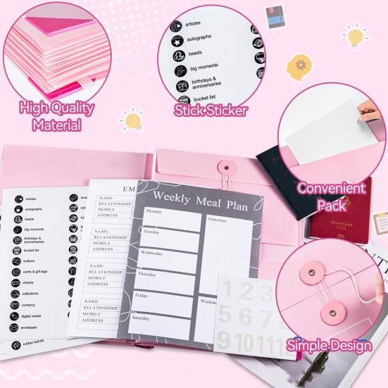 File Bag Holder with Labels And Stickers Multi-layer File Storage Bag Tear Resistant Document Organizer Office