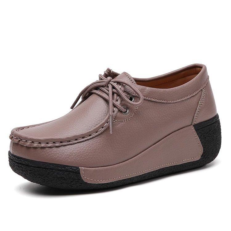 Four Seasons Plus Size Women's Shoes Korean Leather Casual Women's Shoes Wedge-heeled Rocking Shoes