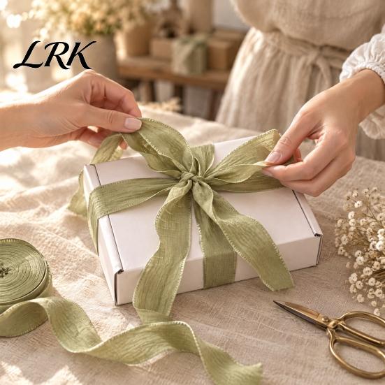 Vintage Style Fabric Trim 9.8 Yards Pleated Ribbon for Gift Wrapping and Bouquet Decoration, 1" Polyester Cotton Soft Ribbon, Decorative Weddings DIY