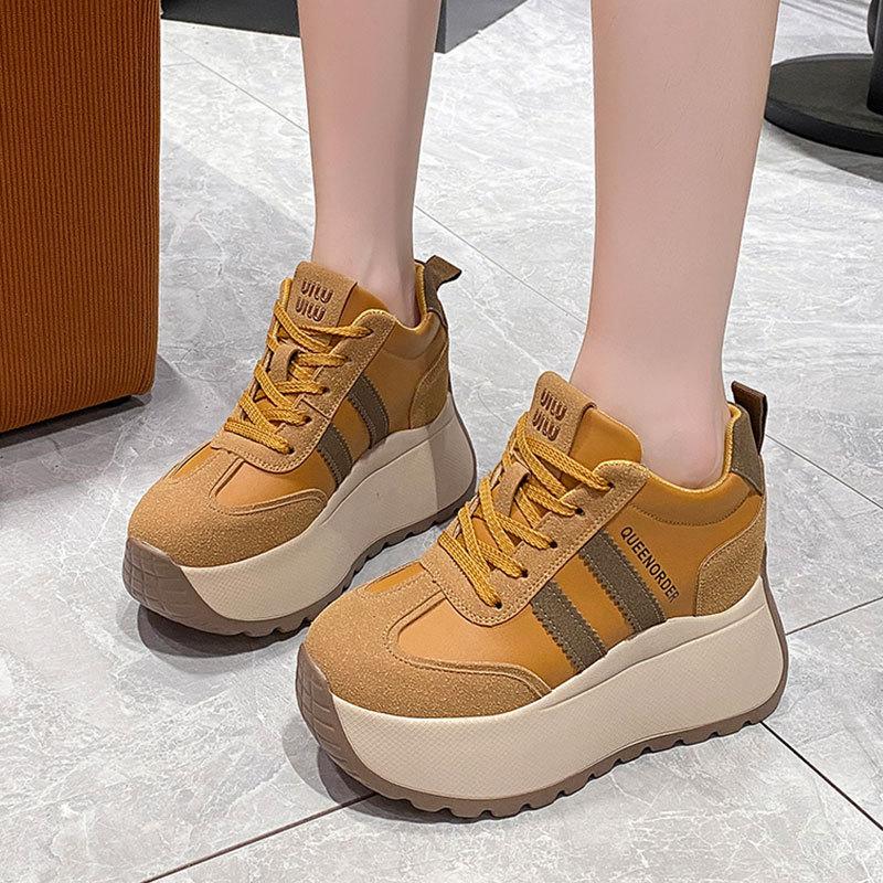 Versatile thick-soled heightening small casual sports shoes ins spring new dad shoes women